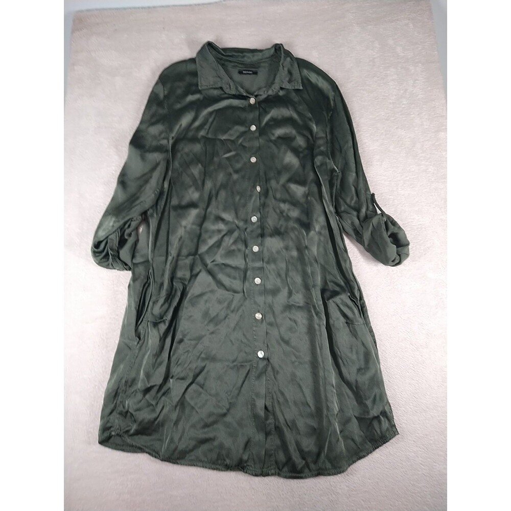 Skovbjerg Collection Shirt Dress Tunic One Size Button Front Viscose Green Collr